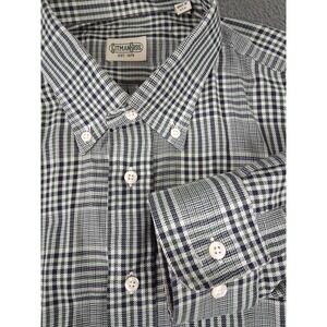Gitman Bros Vintage Houndstooth Check Shirt Button Down Green Mens XL Made USA
